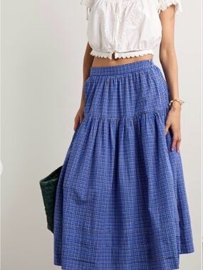 Doen Sebastian Skirt XS Blue Plaid
